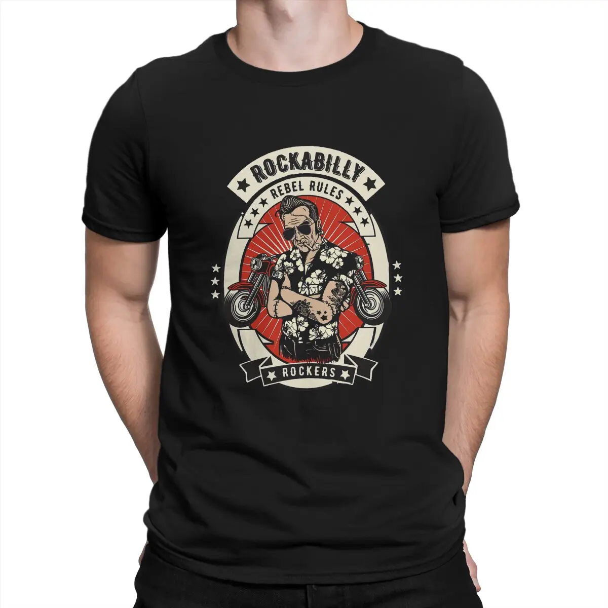 

Rockabilly Psychobilly Bikers Rock And Roll Vintage Rockers Essential Men T Shirt Fibre Fashion O-Neck TShirt Harajuku