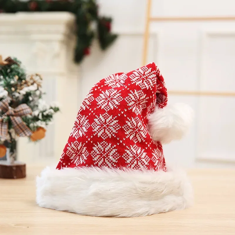 1pc  44*33cm Christmas Decoration New Christmas Hat Long Plush Knitted Santa Claus Hat Enlarged Thickened Ball Hat