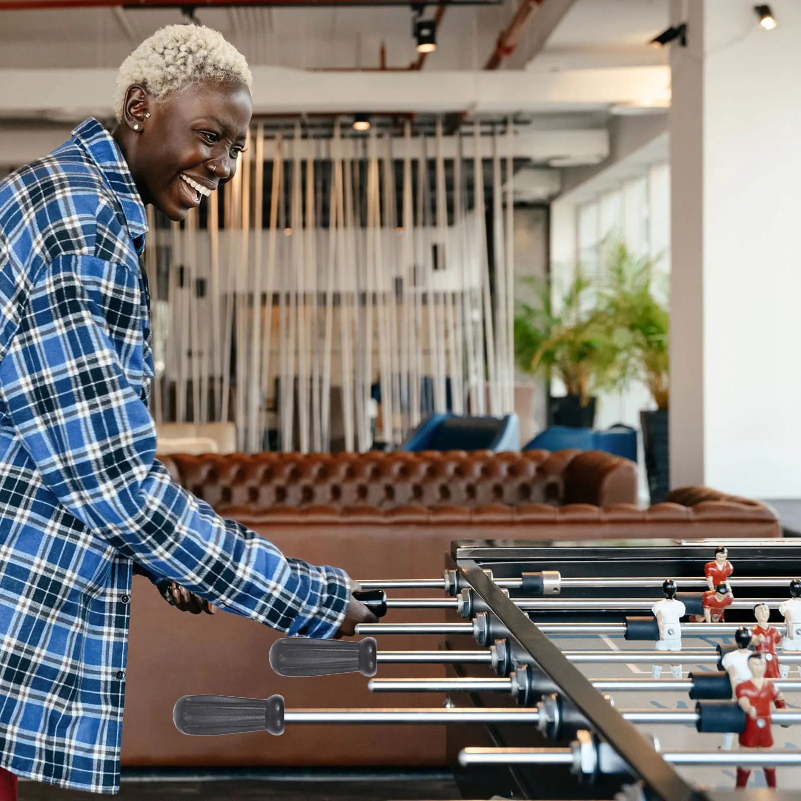 

4pcs Foosball Handles Plastic Table Football Replacement Grips Compact Ergonomic Design Foosball Handles Black