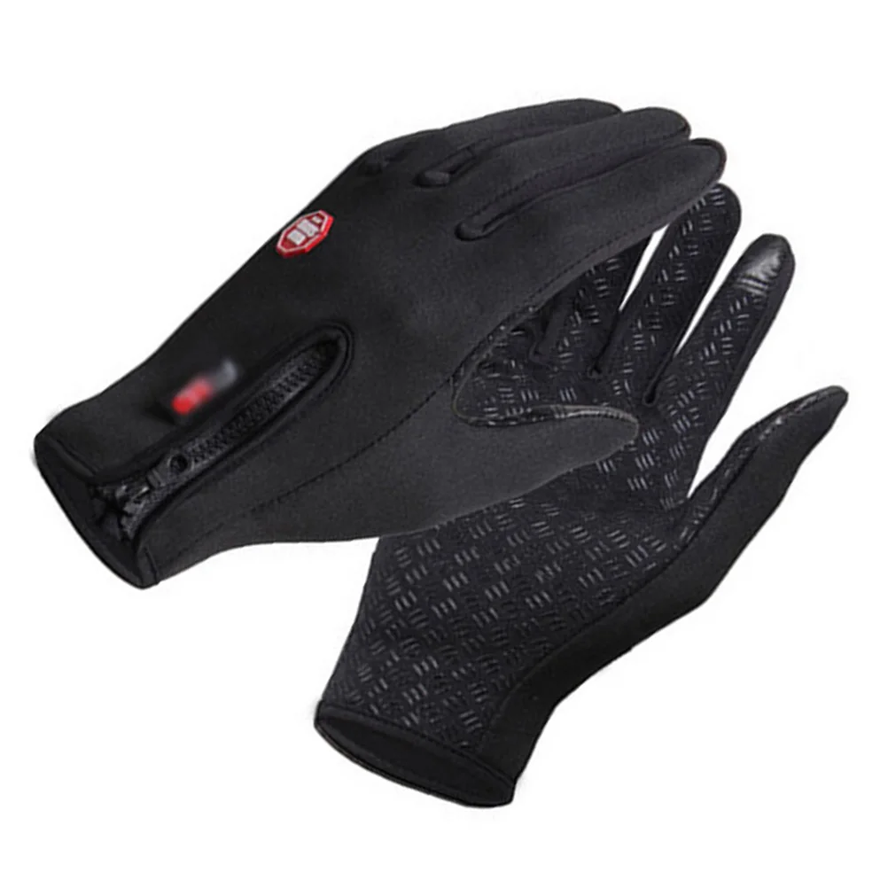 

Warm Fleece Lined Gloves Black Full Finger Windproof Touch Screen Mittens for Cold Weather Outdoor Running Phone Use