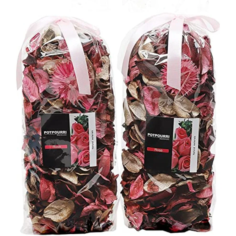 Pink Potpourri Bags, Rose Scented Decorative Bowl Filler, 8.4 oz 5ml Fragrance Oil, Long-Lasting Dried Flowers, Flameless Home
