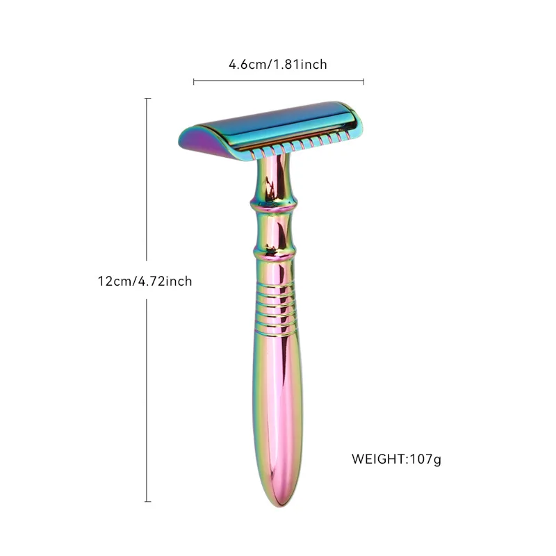 Beisun Bss05 Rainbow Color Zinc Alloy Safety Razor, Available In A Combination Of Shaver Holder And High-quality Shaver Blades