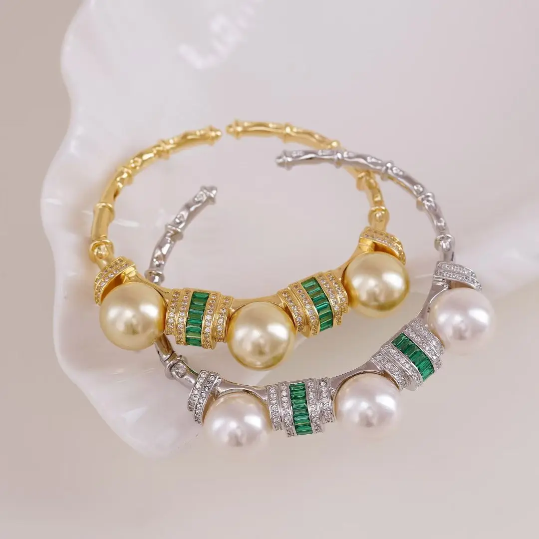 S925 Sterling Silver Bracelet Mountings ADJUSTABLE Bangle Findings Jewelry Parts Fittings Accessories for 10-11mm Pearls