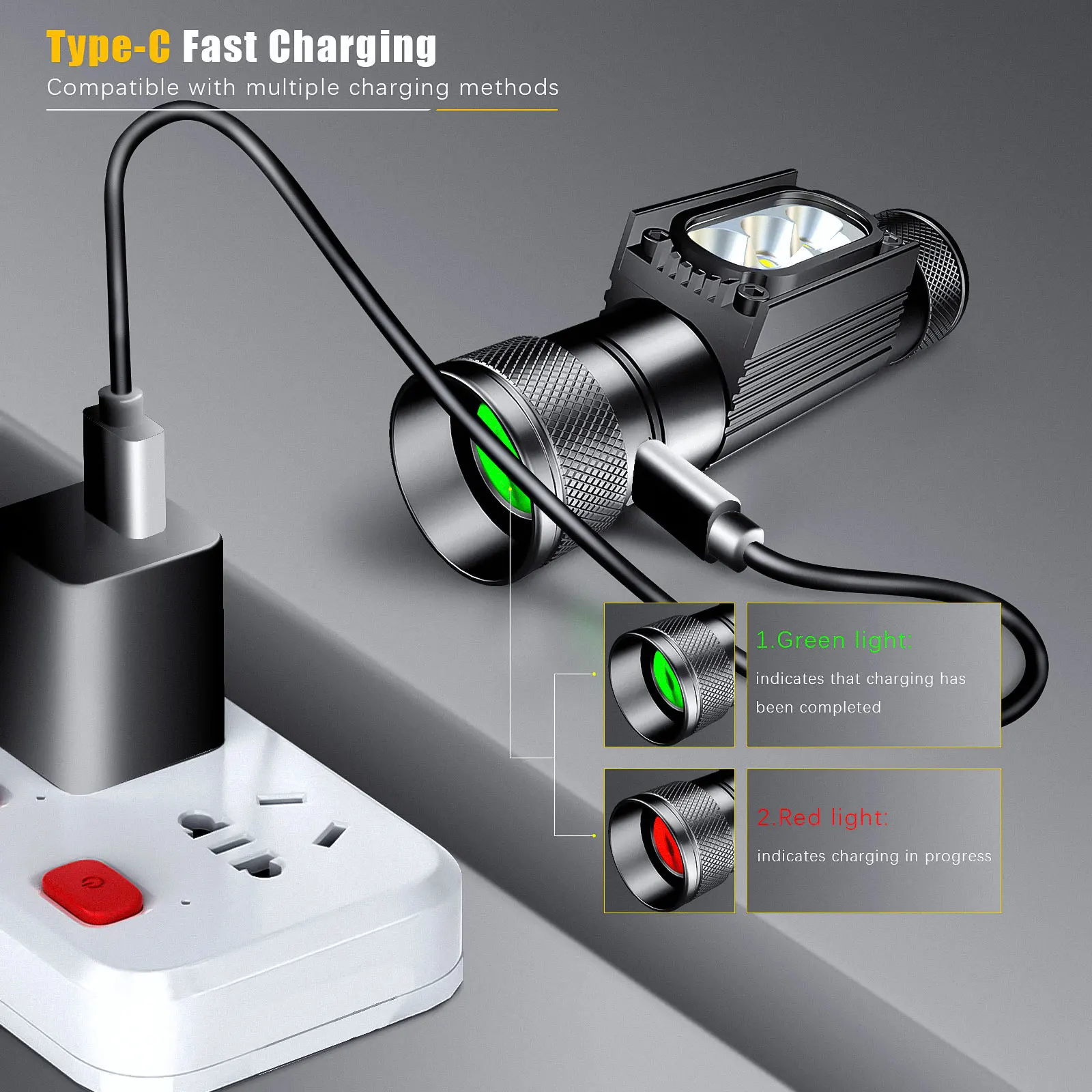 1PC SOLOLANDOR White Red LED Headlight USB Type-C Flashlight 18650 Battery Memory Headlamp Hunting Head Light Beekeeping Lamp