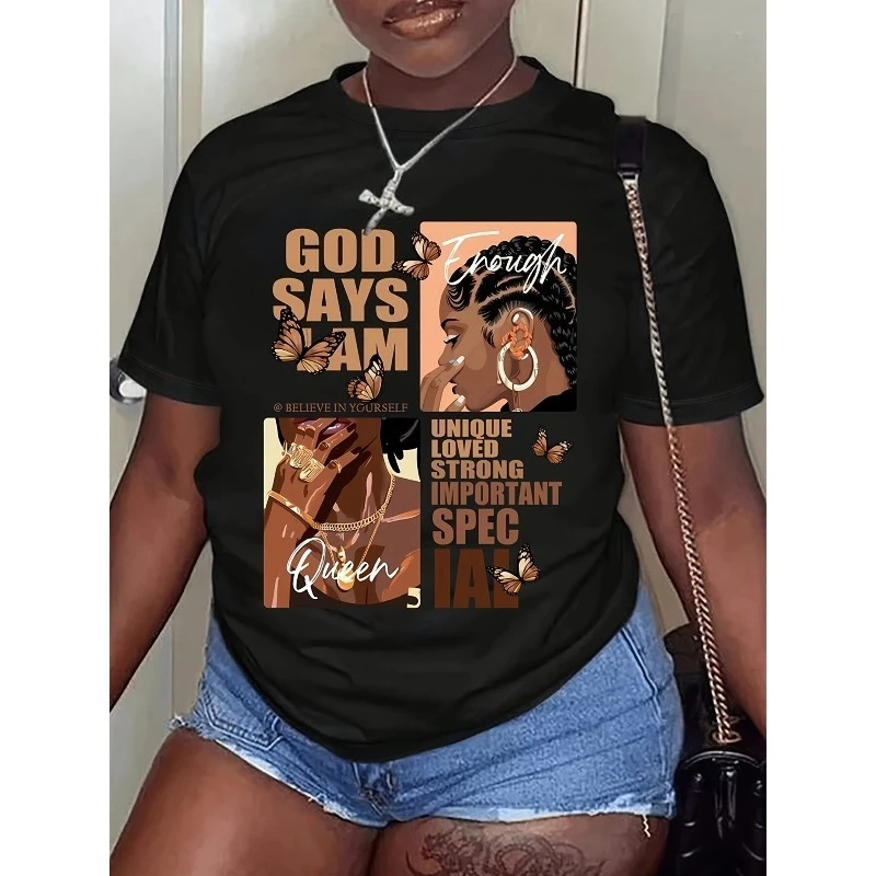 

Y2K футболка с круглым вырезом и графическим и буквенным принтом, четырехсезонная повседневная хлопковая футболка с короткими рукавами, женская повседневная футболка свободного покроя