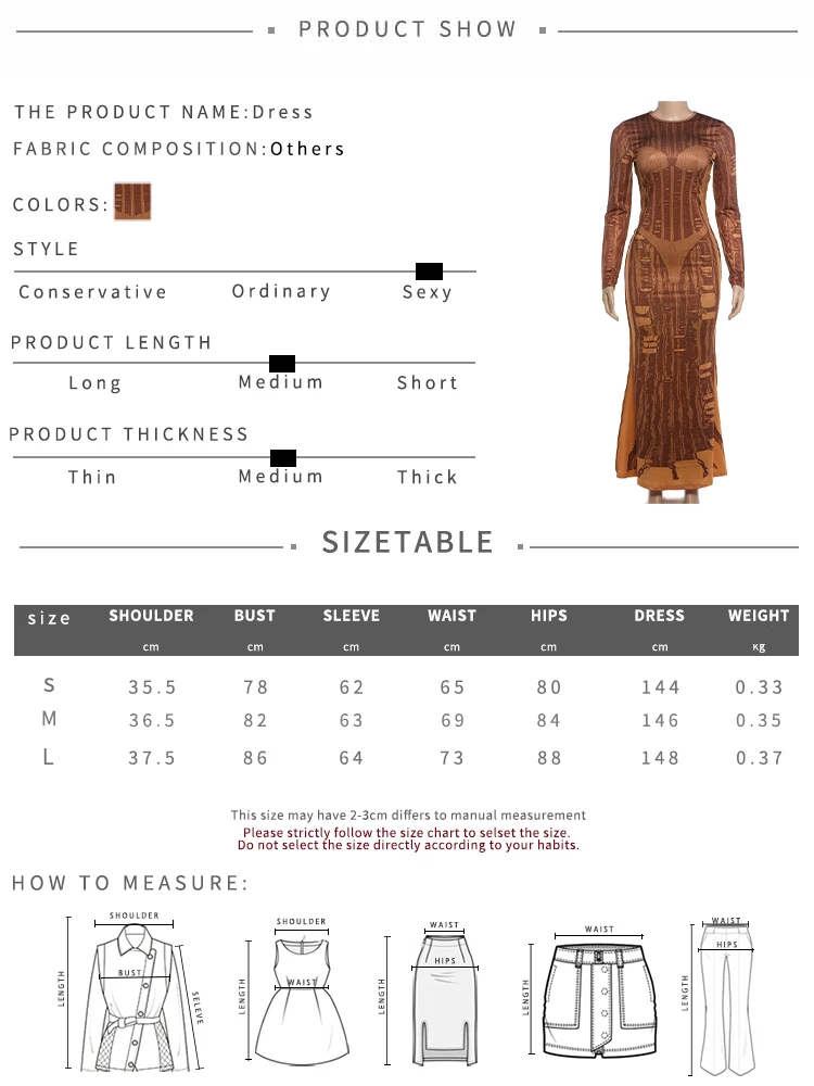 Weird Puss Bikini-Print Langes Kleid Damen Herbst-Trend Gestreiftes Patchwork O-Ausschnitt Langarm Eng Anliegend Stretch Street-Style Vestidos – Detail 1