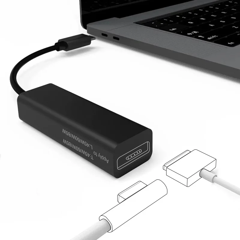 Adattatore di ricarica convertitore USB da tipo C a dispositivi Magsafe 1 e 2 compatibili con MacBook Pro / Air