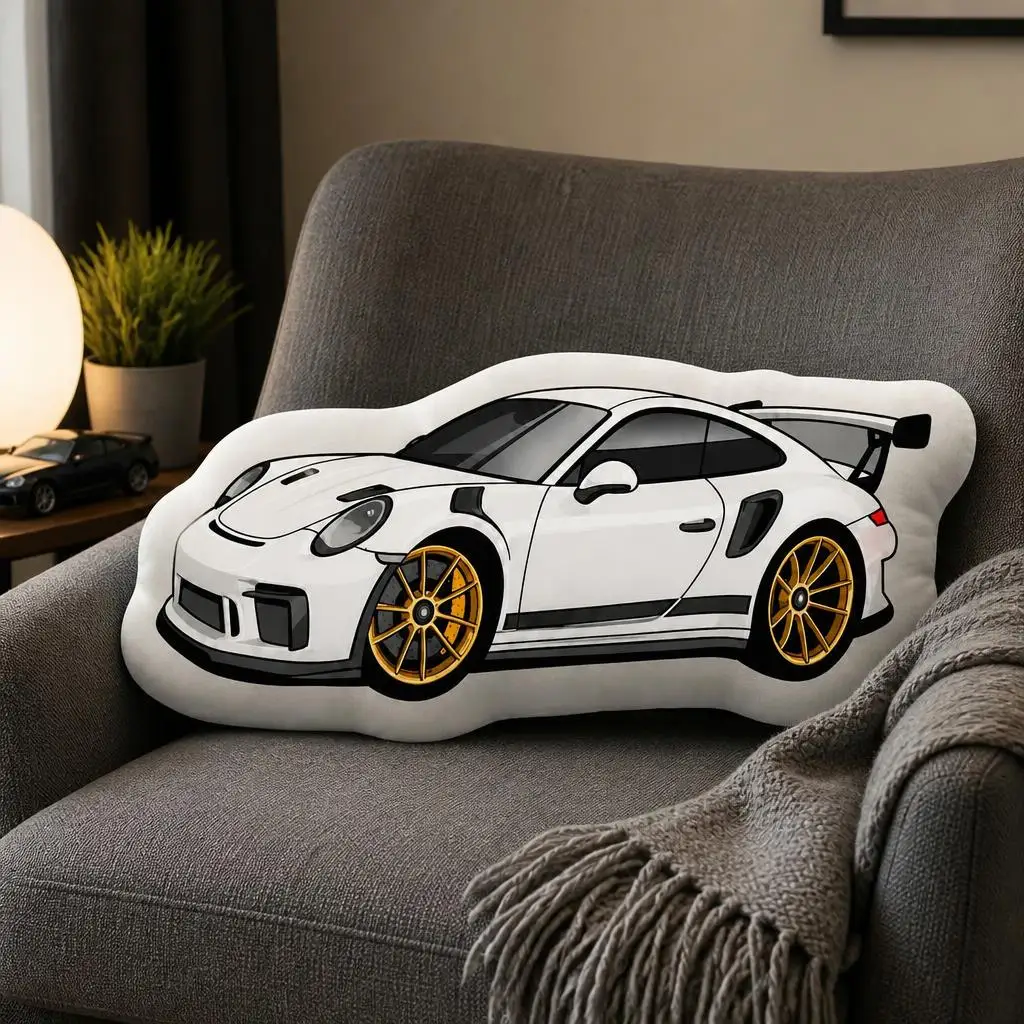 Cool Sports Car Cartoon Plush Pillow Cushion Funny Stuffed Throw Pillow Home Decor Gift Sofa Bed Car Clubs Modification Shops