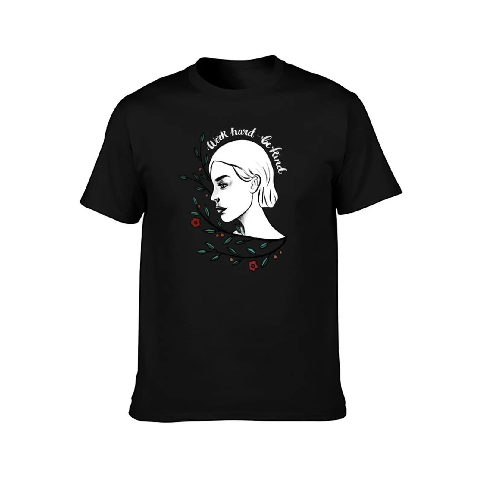 Work Hard & Be Kind Illustration with Face T-Shirt t shirt man designer T-Shirt