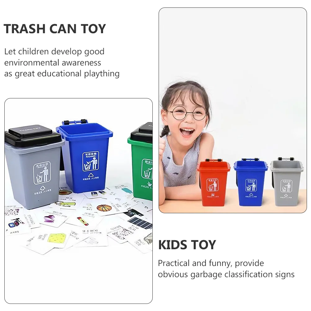 Trash Can for Truck Teaching Aids Children’s Toys Mini Vehicle Garbage Bin Classification