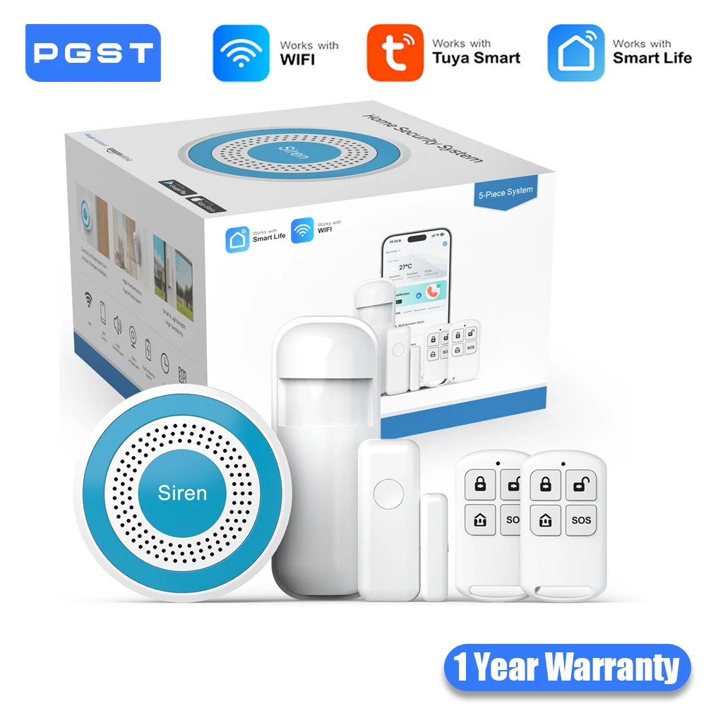 

PGST WiFi Alexa Tuya Smart Life домашняя сигнализация комплект охранной системы домашняя автоматизация сигнализация охранная защита дверной датчик движения