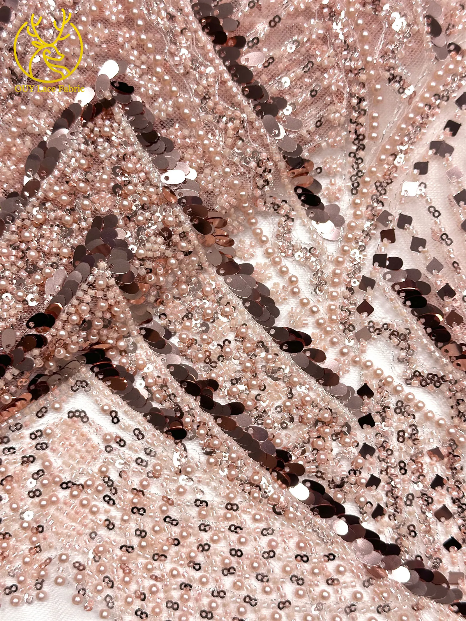 Roter afrikanischer Perlen-Spitzenstoff 2026, hochwertiger französischer nigerianischer Pailletten-Spitzenstoff für Damen, Hochzeit, Party, Kleid, Nähen – Detail 13