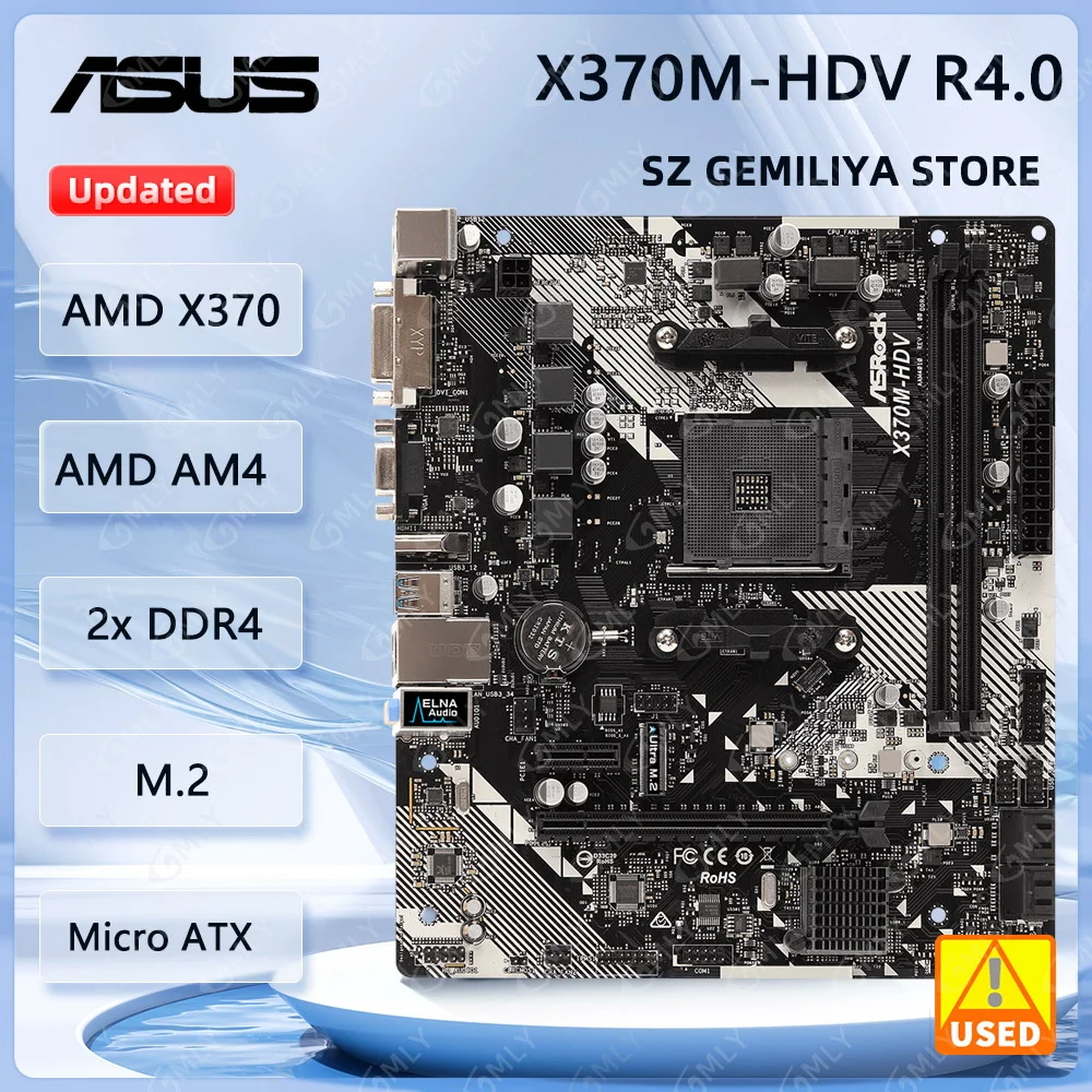 

Материнская плата ASRock X370M-HDV R4.0 с поддержкой Ryzen 9 5950X Ryzen 7 5700X3D Ryzen 5600 CPU DDR4 3200 M.2 NVME PCIe 3.0 AM4 Материнская плата