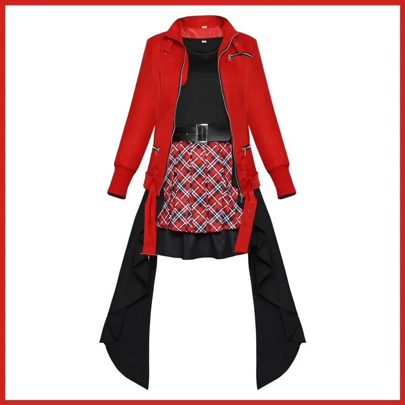 FC6Anime Guilty Crown Yuzuriha Inori Cosplay Costume Red Shorts Coat Skirt Uniform Woman Sexy Kawaii Carnival Halloween Par@FC8！
