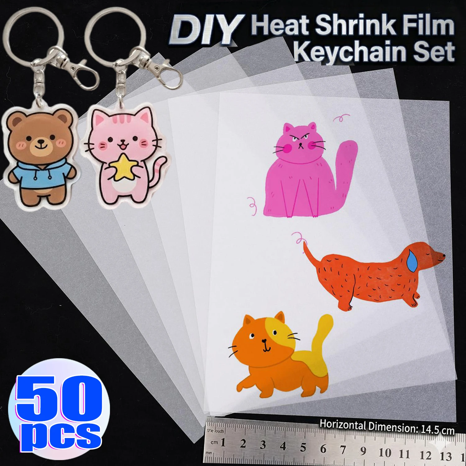1-50Pcs Clear Heat Shrink Plastic Sheets Blank Shrink Film Paper for DIY Keychain Jewelry Making Crafts Sealing Protection