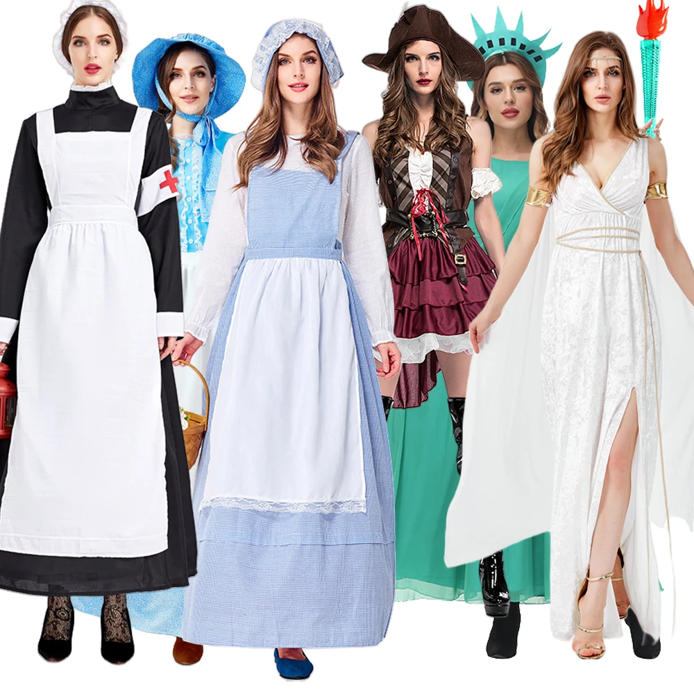 

loween Pirate Nurse Costume Free Godd Prairie Girl Outfit Traditional Chinese Ethnic Women's Clothing Spring 2024 Polye...