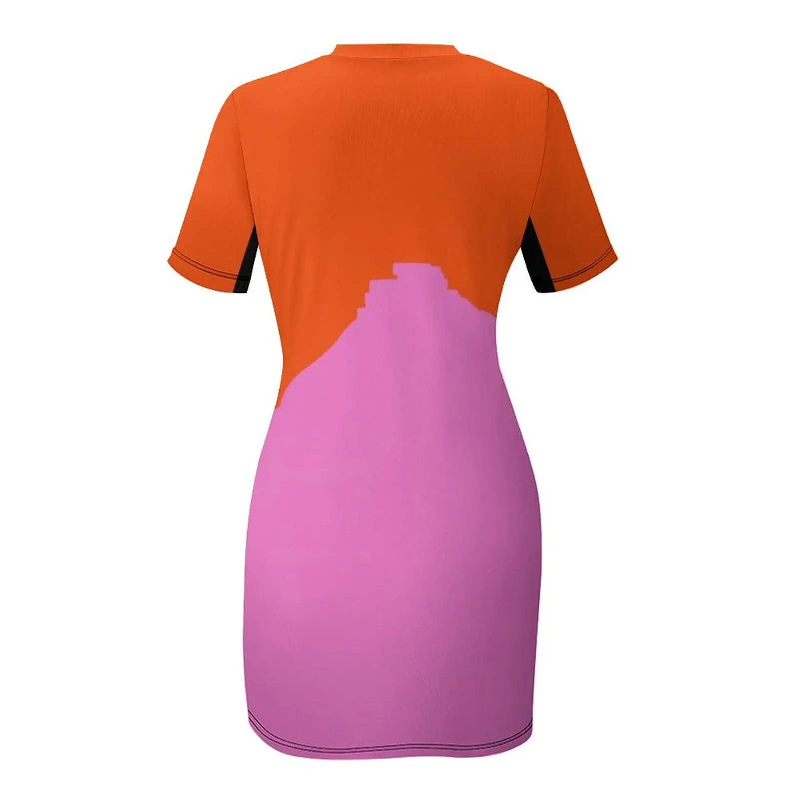 Vestido de manga curta feminino, Pink Mountain com céu laranja, vestidos luxuosos de verão para mulheres, 2024