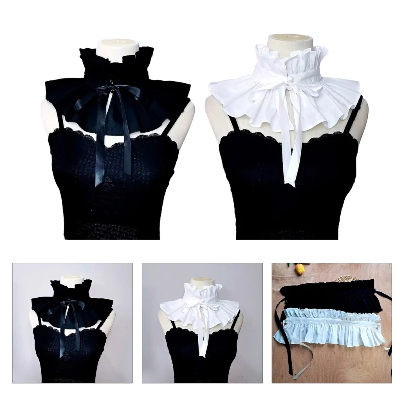 Victorian Ruffled Collar Elegant Sweet Girls Blouse Collar Lapel Shawl Decorative Lapel for Lady Medieval Cosplay