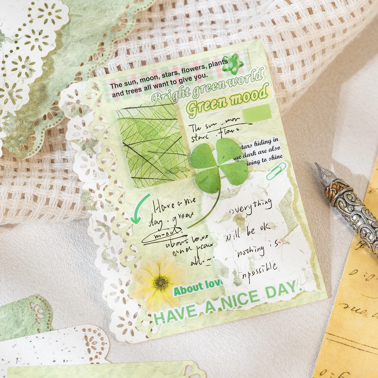 20pcs/1 lot Material Paper for 'Moyu Island Journey' Series: Retro Hollow-out Lace Decoration Base Material Paper