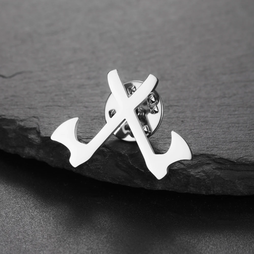 My Shape Doppel axt Brosche für Männer Frauen Edelstahl Achsen Muster Brosche und Pin Brosche Punk Schmuck Party Club Jungen Geschenke