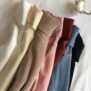 Women's thick mesh, pullover with ribs, long sleeve, high collar, thin, soft, hot, fall, winter 6 Main Winter Sales - №5