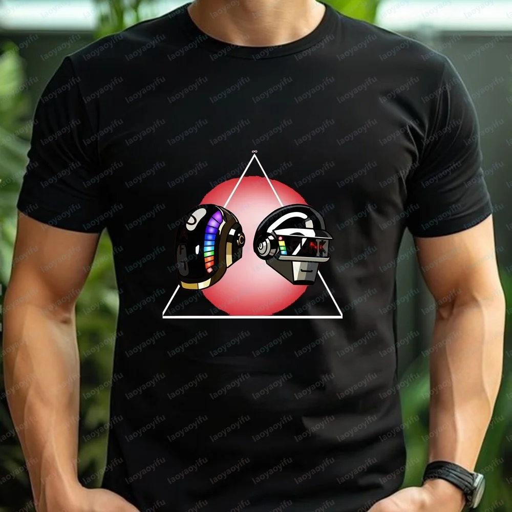 Футболка Daft Punk - свободная летняя модель в стиле Харадзюку с коротким рукавом для мужчин и женщин - комфортная футболка большого размера с принтом