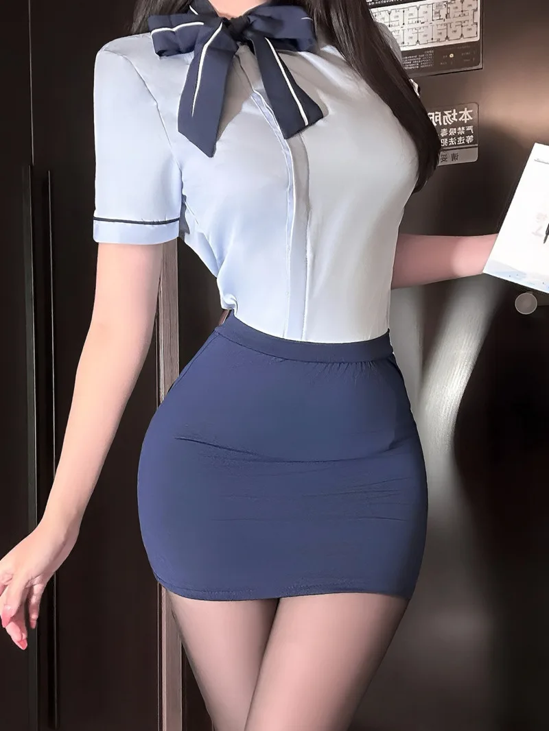 

Сексуальное облегающее платье Secretary Pure Desire, униформа стюардессы Passion Fun, сексуальные комплекты для ночного клуба для женщин, очаровательный Casaul D4C9