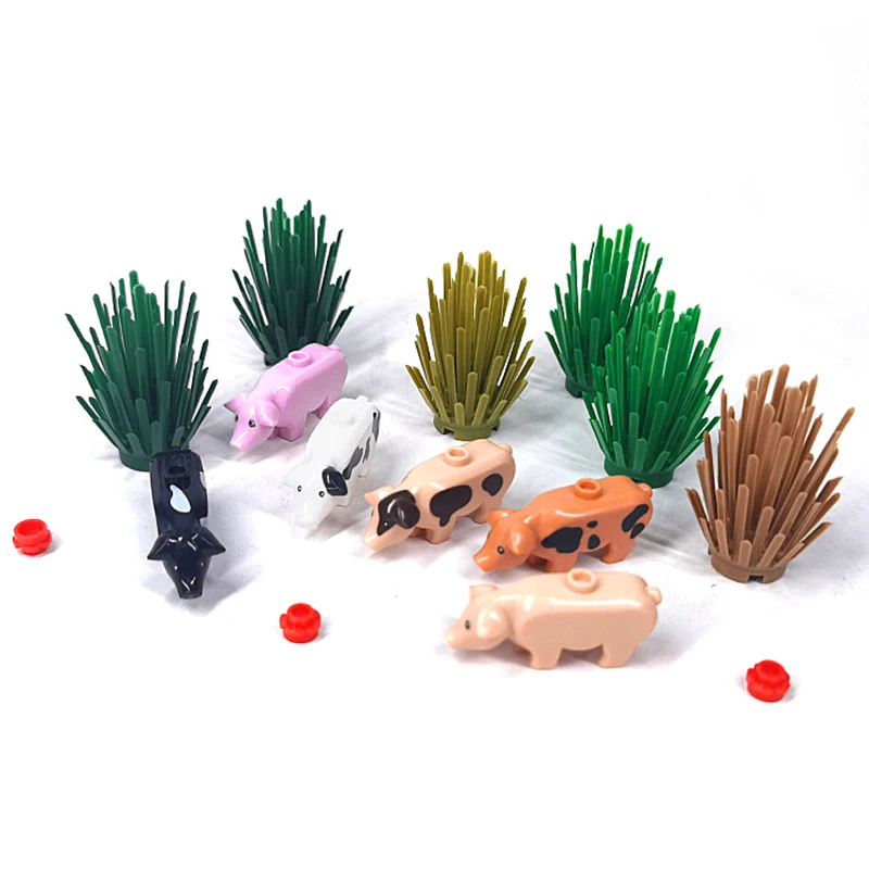 Pig Shed Domestic Animals Piglets MOC Pigsty Farm Pasture Building Blocks Fragrant Pig Parts Bricks Toys Compatible With LEGO