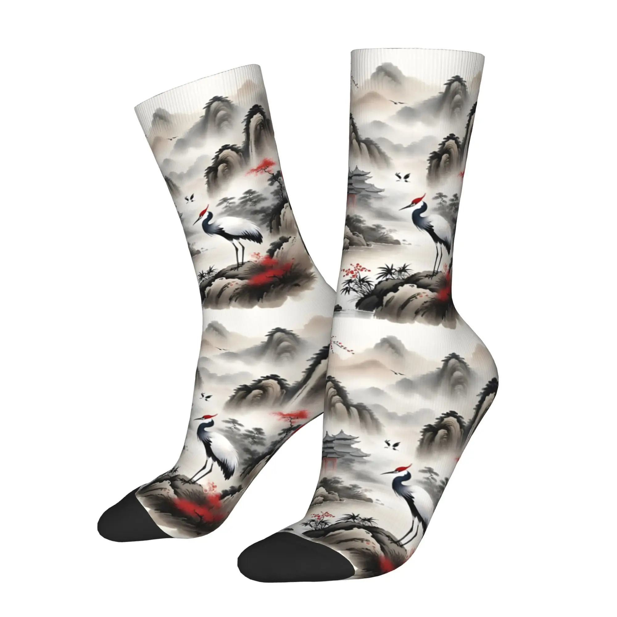 

Мужские носки с краснокоронным журавлем и птицей, новинка весны, лета, осени и зимы, чулки