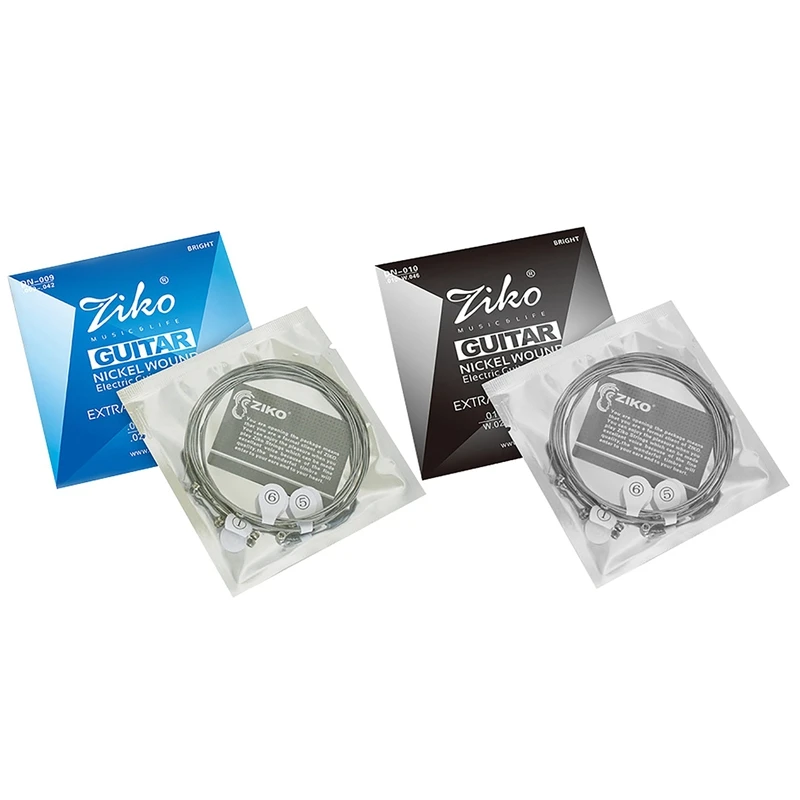Ziko-cuerdas de guitarra eléctrica serie Dn de 12 piezas, núcleo de acero niquelado Extra ligero, 6 piezas, Dn009 y 6 piezas, Dn010