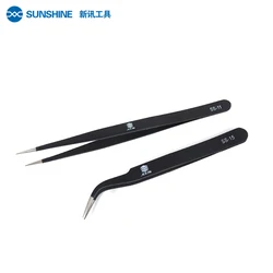 SUNSHINE TS-11 ESD Anti-static Stainless Steel Tweezers Iphone Maintenance Industrial Precision Curved Straight Tweezers