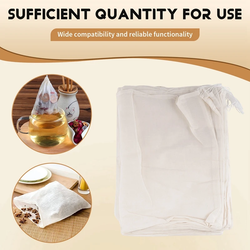 A85I-20 Pieces Large Muslin Bags Cotton Drawstring Bags,Tea Brew Bags (8 X 12 Inches)