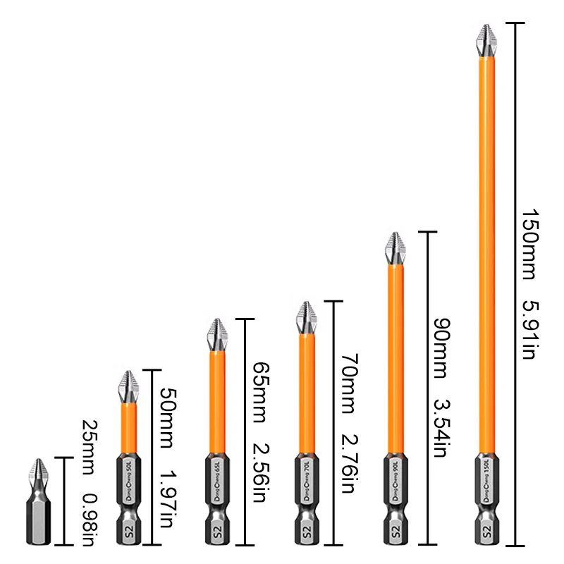 Anti Slip Bits Magnetic Screwdriver Bit Set S2 Alloy Steel Impact Resistance Bits-3/6/12Pcs Suitable for Electric Drills