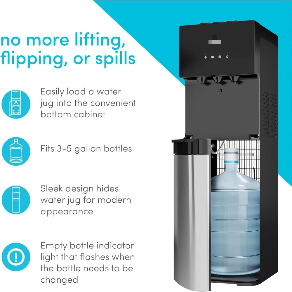 Bottom Loading Water Cooler Water Dispenser with BioGuard- 3 Temperature Settings - Hot, Cold & Room Water