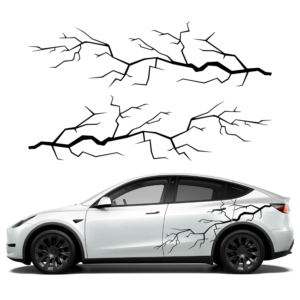 2PCS Car Door Side Stickers Lightning Sticker For Tesla Model X S Y 3 PVC Car Decals Waterproof Vinyl Film Auto Accessories