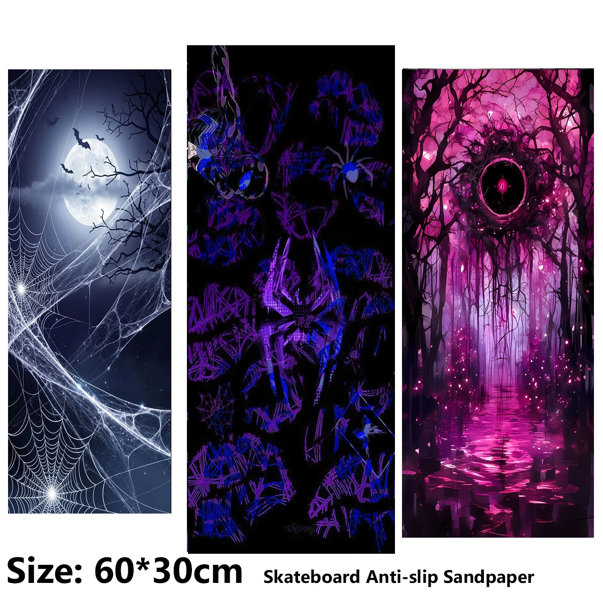 電動スクーター滑り止めステッカー-サンドペーパー-スケートボード-グリップテープ-シート-60-30cm-スパイダーウェブ-スパイダードリームウェブ柄