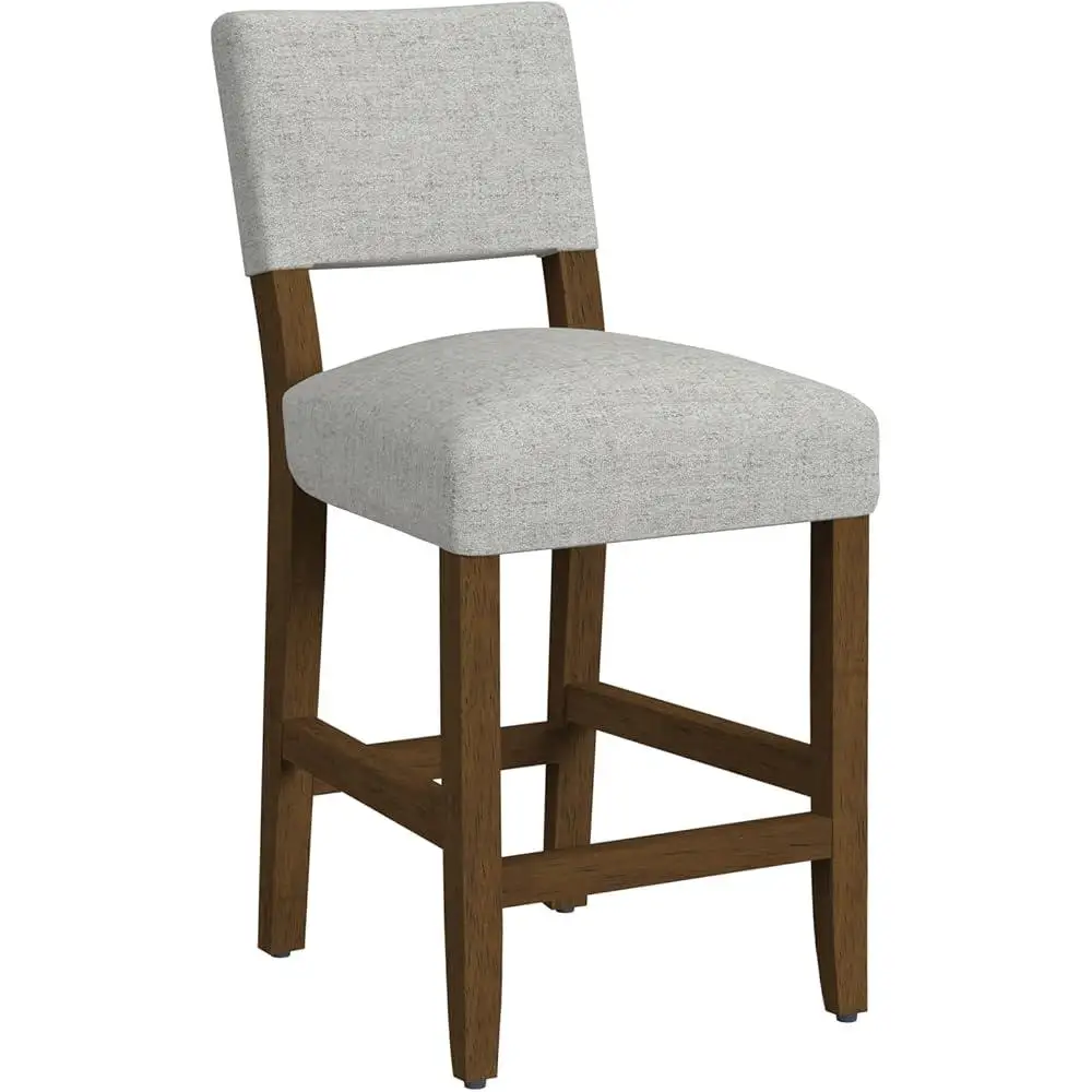 Open Back Counter Stool Dining Room Kitchen Chair Fabric Upholstered Stool Comfortable Seating Durable Wood Frame Easy