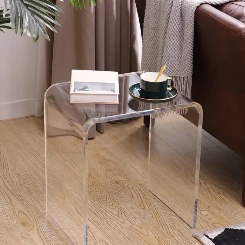 Acrylic End Table Set , Clear Lucite Coffee Table,Contemporary Nightstand and Side Table for Living Room, Bathroom