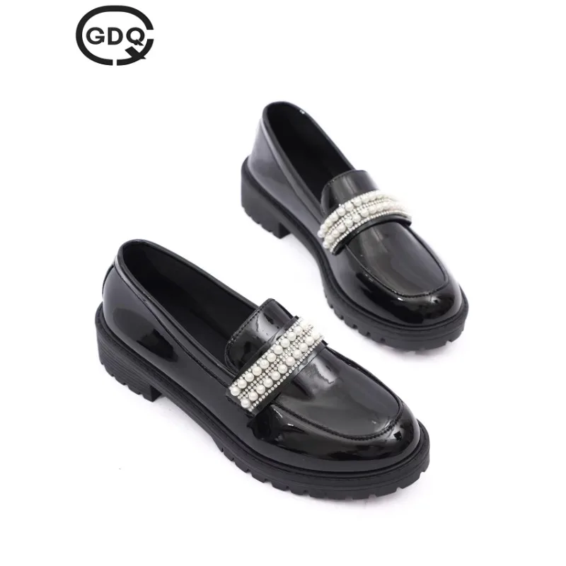 

GDQQ Women Black Leather Shoes Japan Harajuku Korean Fashion Business Wedding Leather Shoe High Sole Platform Casual