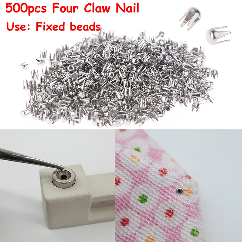 500pcs Spikes Rivets Four Claw Nails DIY for Clothing Beads Machine Accessories