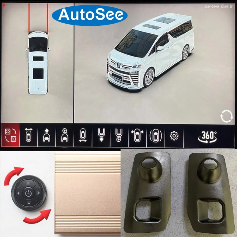 2022 for Toyota Granvia car 360 degree camera bird eye 3D panoramic rear side view mirror cam surround parking reverse 4K dash