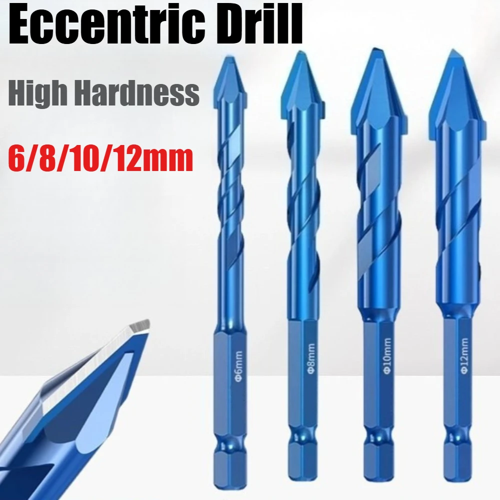 Foret excentrique haute dureté pour perçage de précision, verre, carrelage, céramique, poinçonnage de dalles de roche, 6mm 8mm 10mm 12mm