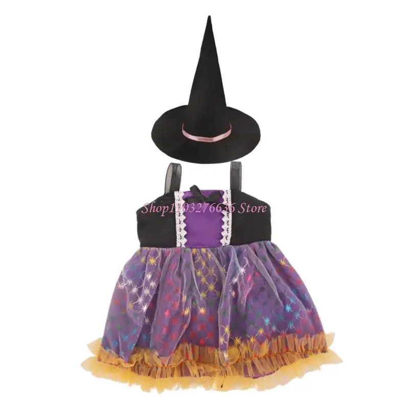 

R6FD Cosplay Wizard Overall For 18 Inch Girl Dolls Outfit Dress Realistic Clothes Decorative Dress Wear