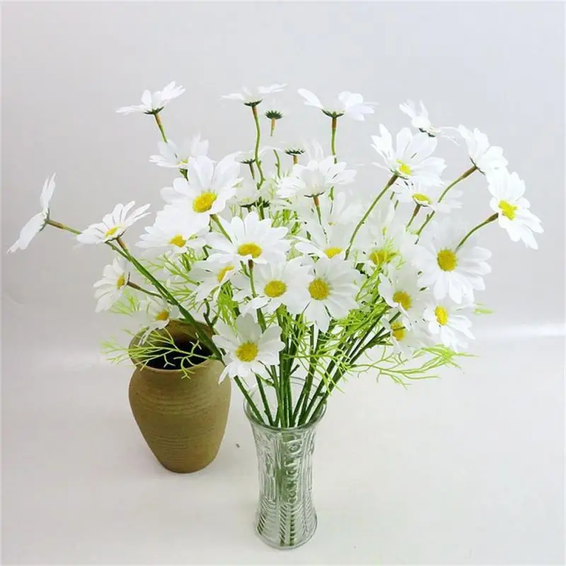 10/5/3/1pcs Fake Flower Bouquet Artificial Daisy Minimalist Home Garden Living Room Decoration Wedding Party Silk Fake Flowers