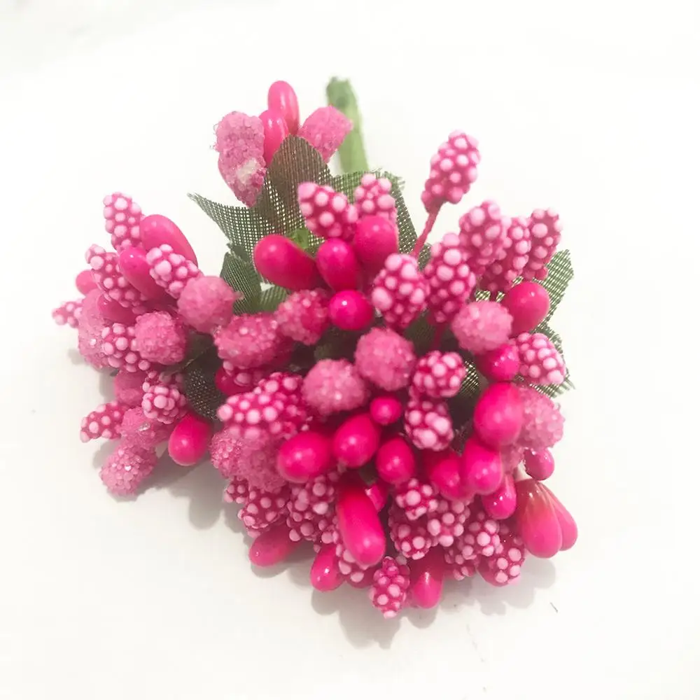 6/10/12/20/25/200pcs Mixed Rose Red Flower Cherry Stamen Berries Bundle DIY Christmas Wedding Cake Gift Box Wreaths Decor