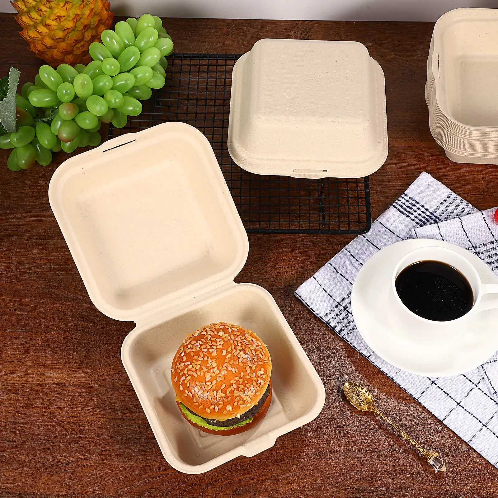 

30Pcs Creative Design Disposable Food Box Takeout Containers Portable Lightweight Bento Lunch Picnic Party Home Use