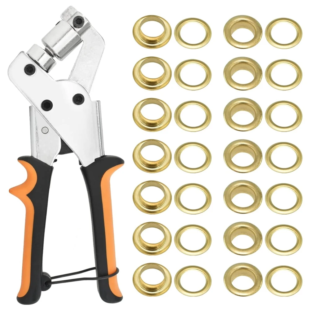 

Grommet Tool Kit, 3/8 Inch Grommets Eyelet Plier Set With 100Pcs Eyelets, Handheld Grommet Press Kits For Fabric Tarps Leather