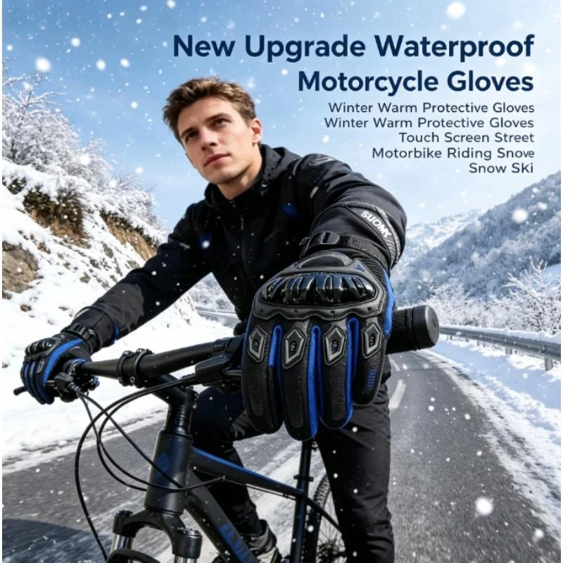 

Новые улучшенные мотоциклетные перчатки для езды по городу, водонепроницаемые, зимние, теплые, с защитой для сенсорных экранов