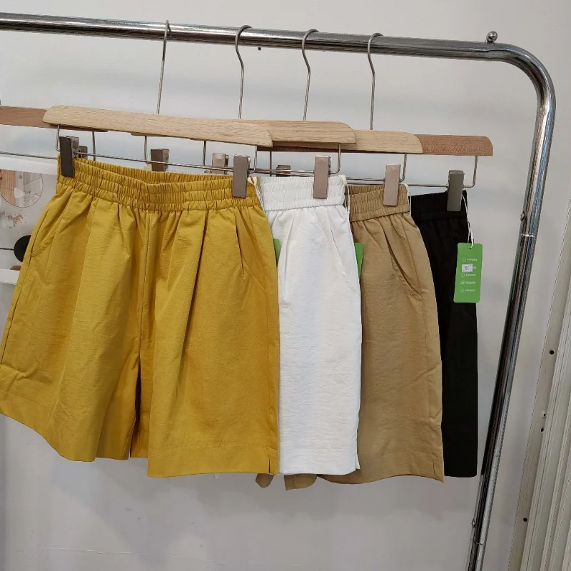 

High Waist Straight Leg Khaki Shorts Women's Loose Summer Casual Pants Wide Leg Pants Comfortable Polyester Fiber