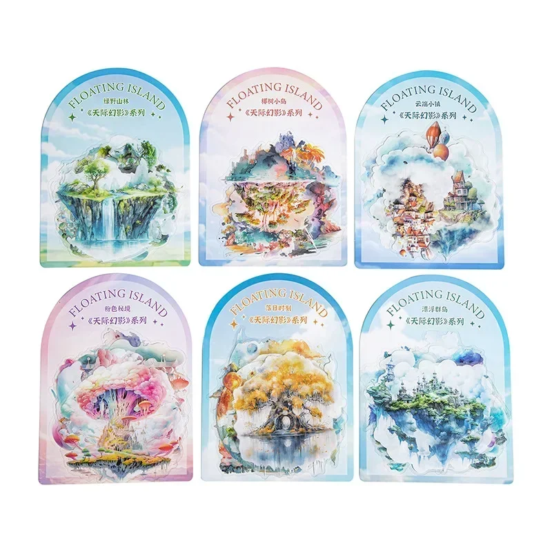 10 قطعة السماء ذات المناظر الطبيعية الخلابة ميراج حزمة على شكل الألبان ملصقات الحيوانات الأليفة العائمة جزيرة لوازم خلفية سجل القصاصات قطع 176*125 مللي متر